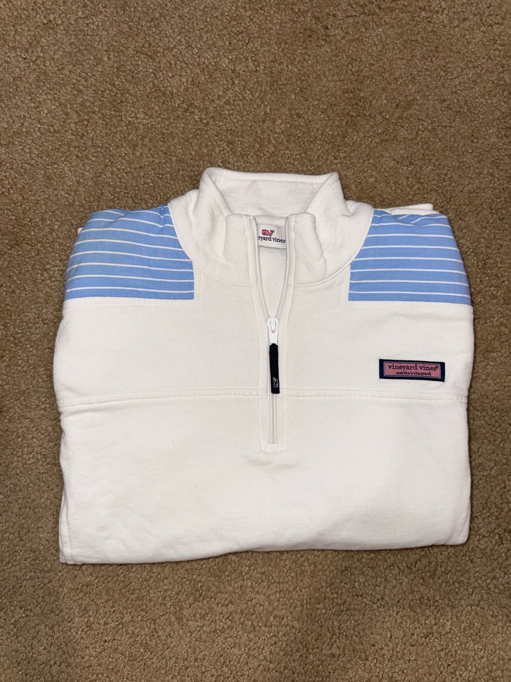 Vineyard Vines white quarter zip pullover